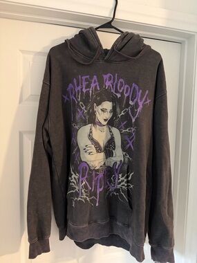 WWE Gray Pullover Hoodie with Purple Gothic Graphic